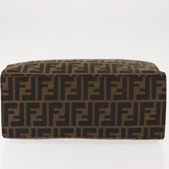 FENDI Zucca Canvas Mamma Baguette Tote Bag Black Silver Brown Auth 145493 - Picture 6 of 16